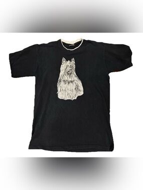 Vintage 90s Belton Tough Tee Yorkie Dog T-Shirt L Single Stitch Made in USA